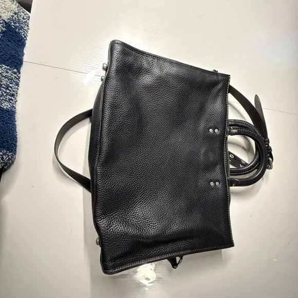 Black Leather Computer Tote Shoulder Bag - Picture 8 of 14